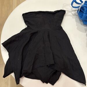 Black Textured Bandeau Tie Back Shift Dress